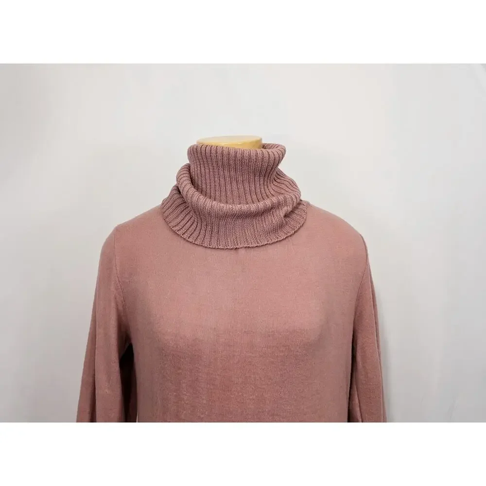 Vintage 80s Gap Sweater Mauve Pink Cowl Neck Turtleneck Women's Size S